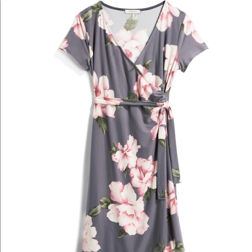 Gilli Trista Short Sleeve Jersey Faux Wrap Dress